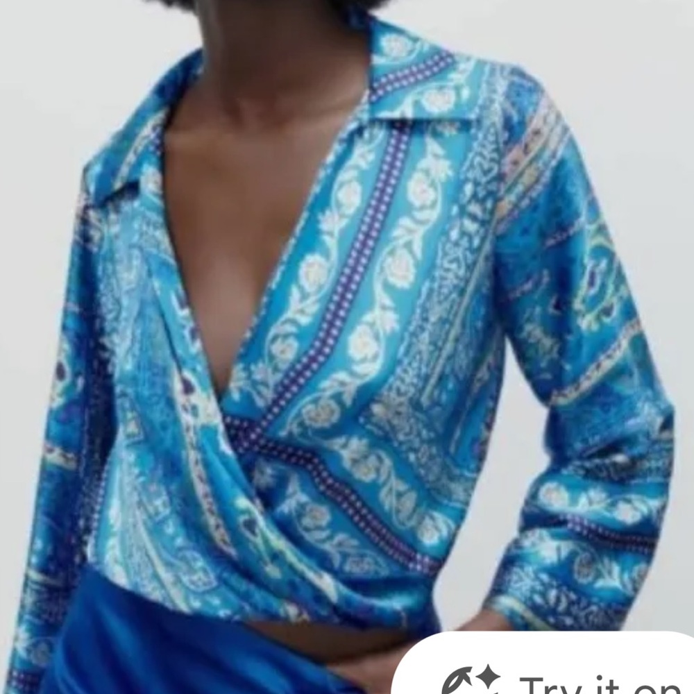 Zara Blue Paisley Blouse